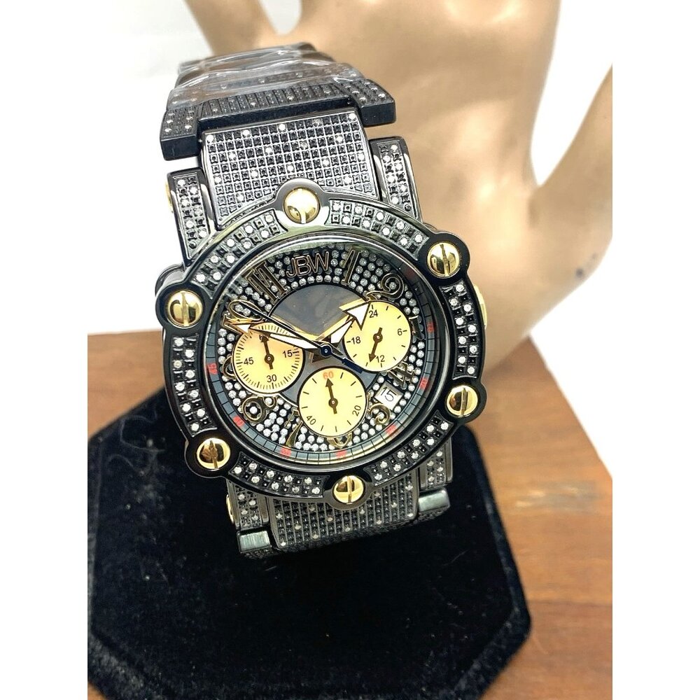 JBW Men's Watch JB-6215-200-C Phantom Diamond Black Gold Quartz Chronograph 42mm